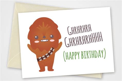 Star Wars Printable Card With Chewbacca In 2020 Star Wars Happy