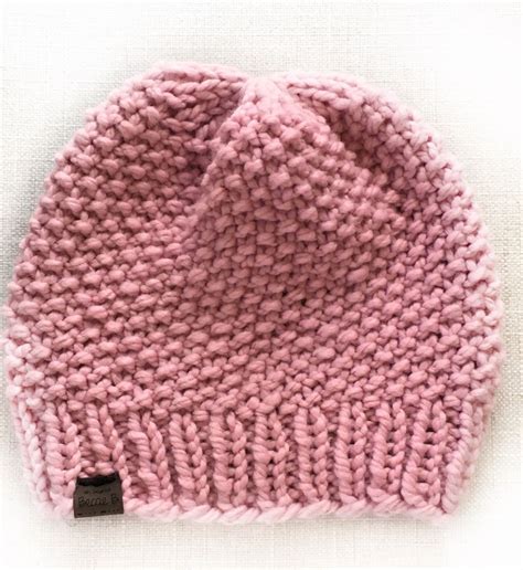Free Knitting Pattern Simple Seed Stitch Beanie Hat Knit Beanie