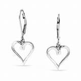 Images of Sterling Silver Open Heart Earrings