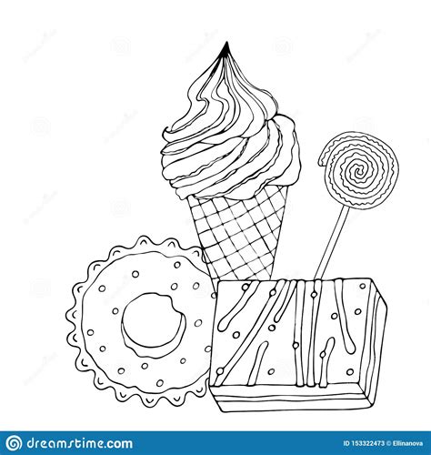 We have chosen this ice cream coloring page love also desserts coloring pages. Coloring Page With Cake, Ice Cream, Cupcake, Candy And ...