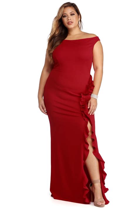Final Sale Plus Natalie Red Ruffled Dress Платье с оборками