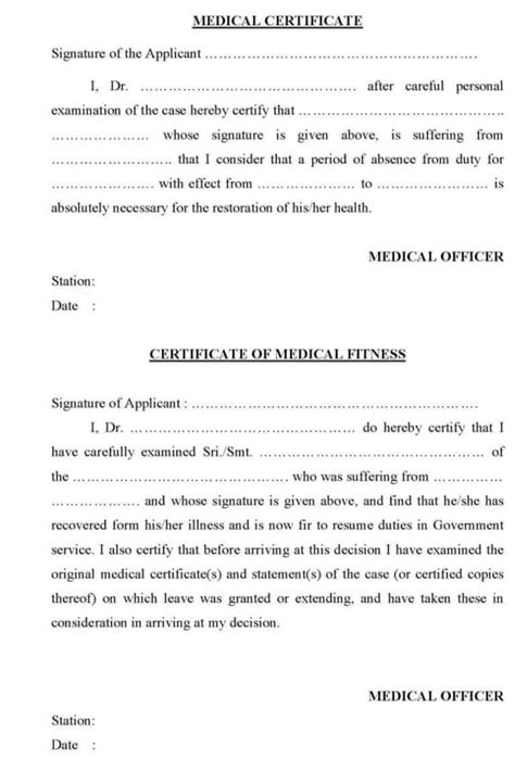 Free Medical Certificate Template Word Excel Formats