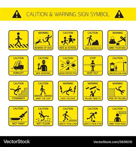 Caution And Warning Signs In Public Construction Vector Image