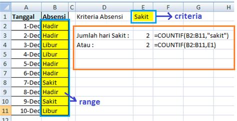 Contoh Rumus Excel Countifs