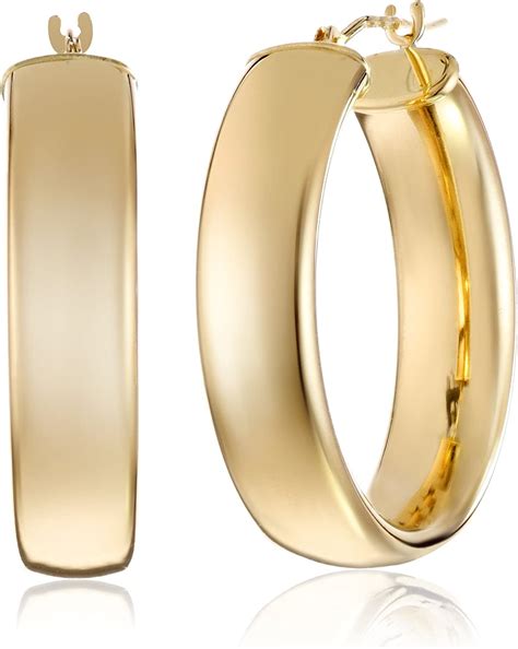 Amazon Com 14k Yellow Gold Polished Wedding Band Hoop Earrings