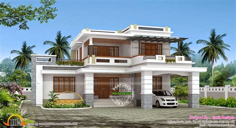 2540 Sq Ft Decorative Flat Roof House Kerala Home Design And Floor