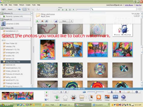 You'll see a thin white border appear 'right click' on any of the images and select export. we heart art: batch watermarking using picasa