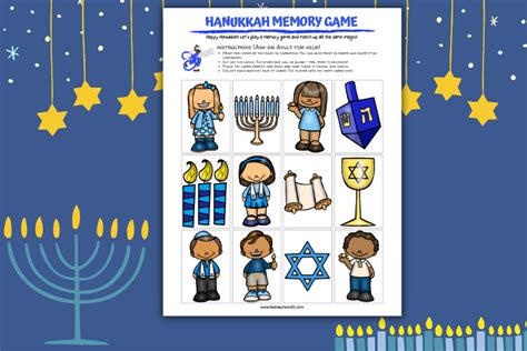 Hanukkah Memory Game Printable Free Homeschool Of 1