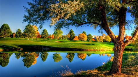Wallpaper Trees Landscape Colorful Fall Water