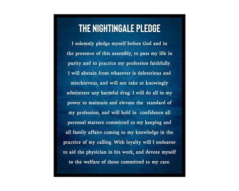 Nurses Pledge Poster The Nightingale Pledge Print Nurse Oath Art