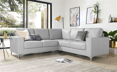 Baltimore Light Grey Leather Corner Sofa Furniture Choice Grey