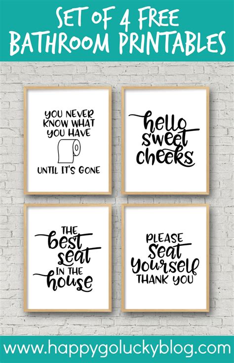 The file include two restroom for man and women. Set of 4 Printable Bathroom Signs - Happy-Go-Lucky