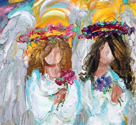 Angels Painting Original Oil 12x12 Abstract Palette Knife Impressionism