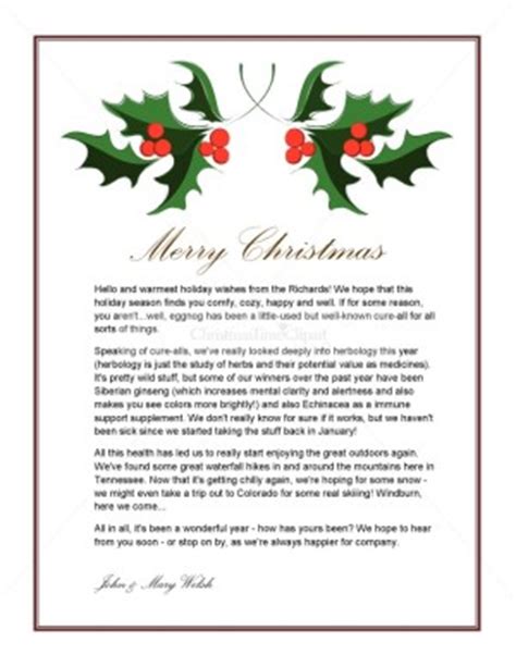 printable holly holiday letter template