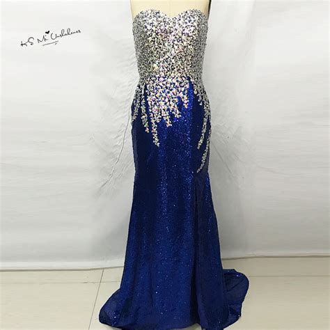 Bling Sequin Mermaid Prom Dress Crystal Split Formal Evening Dresses