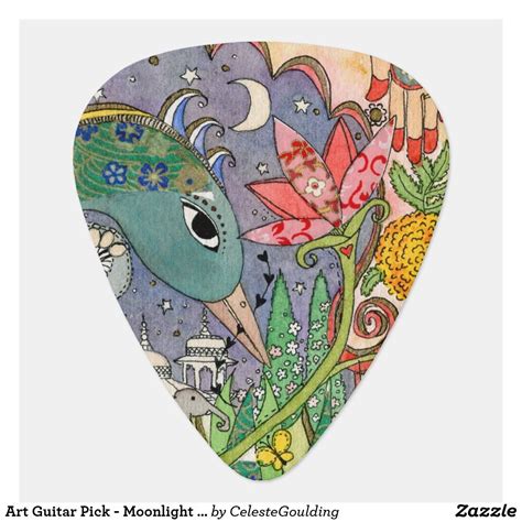 Art Guitar Pick - Moonlight Bird | Zazzle.com.au | Guitar pick art, Pick art, Guitar picks