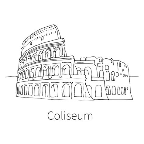 Premium Vector Famous Coliseum Drawing Sketch Illustration In Rome