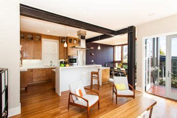 The extension resulted in steel beams for support in both rooms. Exposed Steel Beam Design Ideas, Pictures, Remodel, and ...