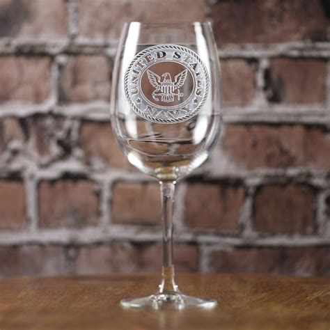 Engraved Etched Navy Wine Glasses Military Ts Crystal Imagery In 2021 Personalized Wine