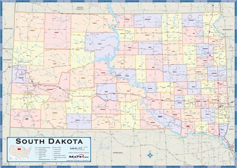 South Dakota Counties Wall Map By Mapsales
