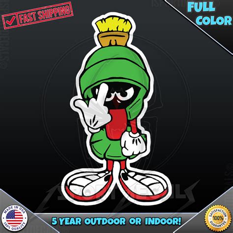 Marvin The Martian Flipping Middle Finger Bird Car Pc Vinyl Decal