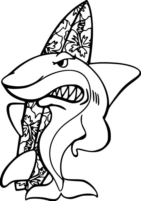 Coloriage Requin Fait Du Surf À Imprimer Pour Dessin De Requin À