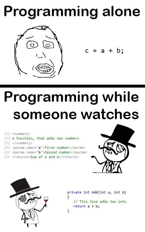 Coding While Someone Is Watching Funny Programming Humor Programmer Humor Coding Humor