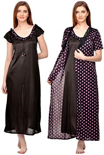 Buy Boosah Womens Satin Nightdress Nightwear Fnew57 S Black And Purple Small At