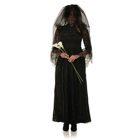 Black Dahlia Womens Adult Ghost Evil Bride Dark Halloween Costume M