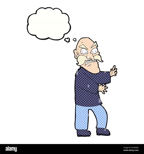 Cartoon Angry Old Man With Thought Bubble Stock Vector Image And Art Alamy