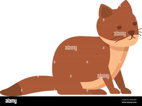 Fluffy Weasel Icon Cartoon Vector Carnivore Animal Cute Mammal Stock