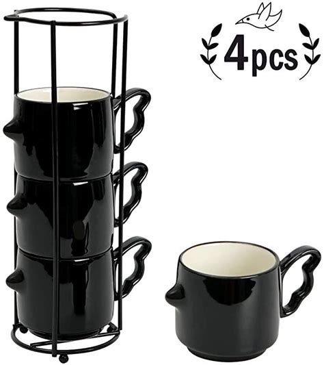 Looking for a good deal on 12oz coffee mug? Amazon.com | Espresso Cups Set with Metal Stand, Demitasse Cups 3.5 oz, Stackable Coffee Mug Set ...
