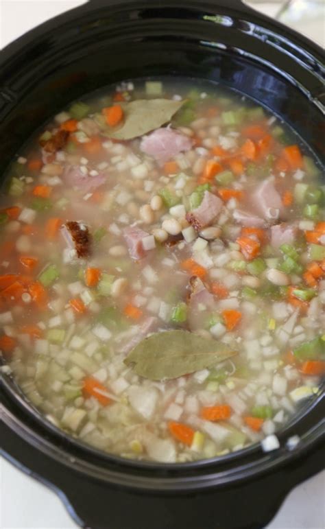 Stir in chopped thyme and. Easy Slow Cooker Ham & Bean Soup Recipe
