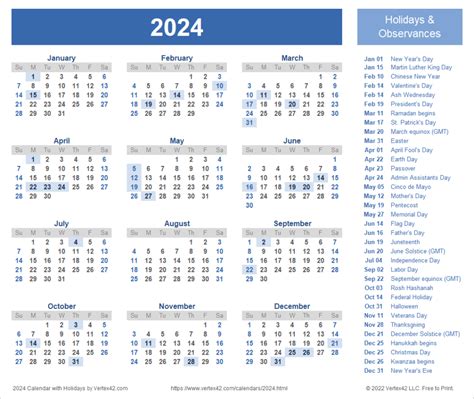 Free Printable Monthly Calendar 2024 With Holidays - 2024 Calendar