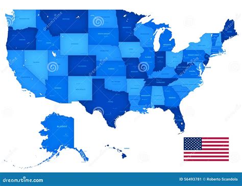 High Detail Usa Blue Shaded Map Stock Vector Image 56493781