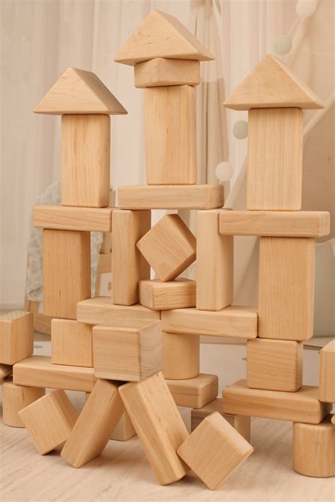 43 Building Blocks Wooden Block Set Toddler Wooden Toys Etsy