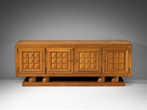 Gaston Poisson Art Deco Sideboard With Marquetry In Oak For Sale At 1stdibs