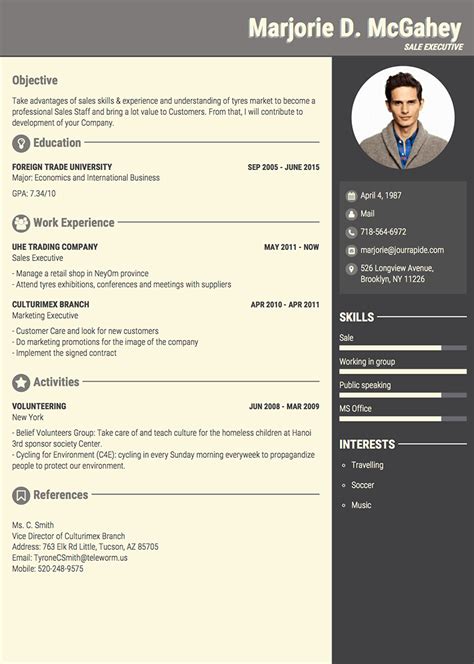 Your resume template has been professionally designed for the right balance of style and content. Professional Resume/CV templates with examples - GoodCV.com