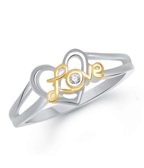Vk Jewels Love Heart Gold And Rhodium Plated Ring Buy Vk Jewels Love Heart Gold And Rhodium