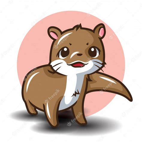 Cute Otter Cartoon Animail Cartoon Concept Premium Vector