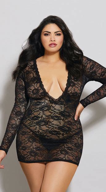 Plus Size Simply Sexy Lace Chemise Plus Size Black Lace Chemise