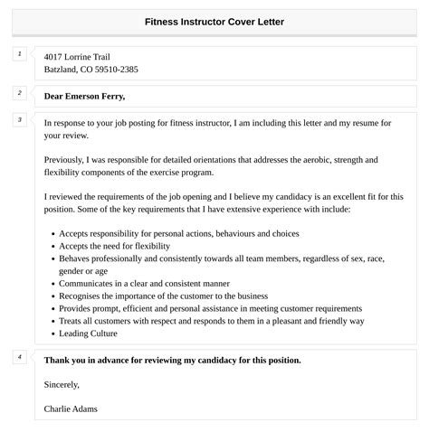 Fitness Instructor Cover Letter Velvet Jobs