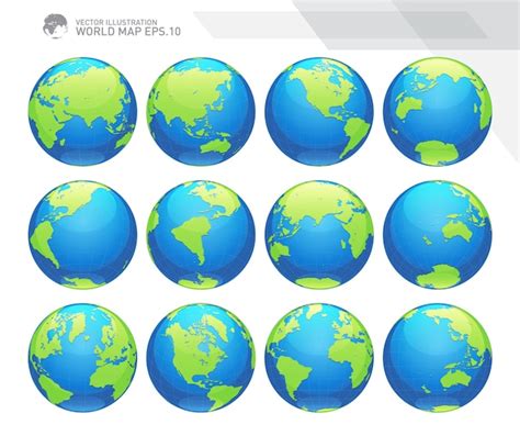 Premium Vector Globes Showing Earth With All Continents