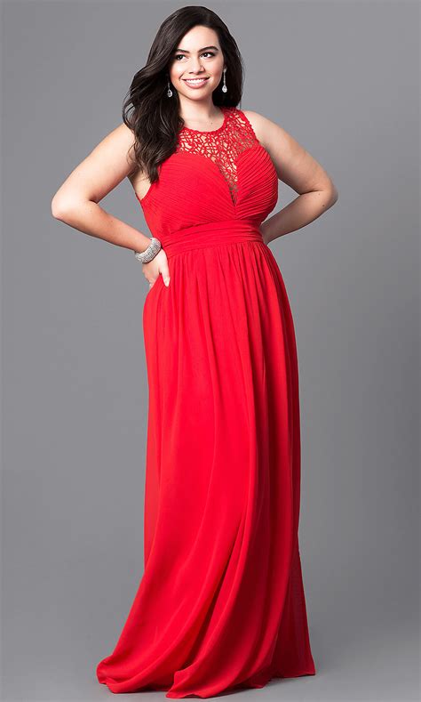 Cheap Long Plus Size Prom Dress With Lace Promgirl