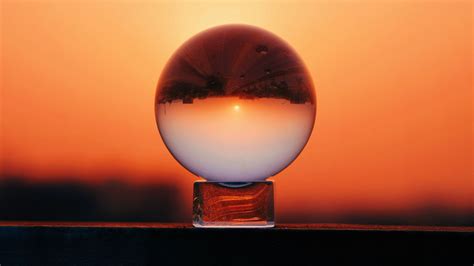 Download Wallpaper 2560x1440 Ball Glass Sunset Reflection Sky