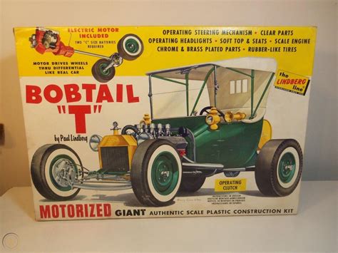 Vintage Lindberg Giant Motorized Model Kit Bobtail T Hot Rod In Box