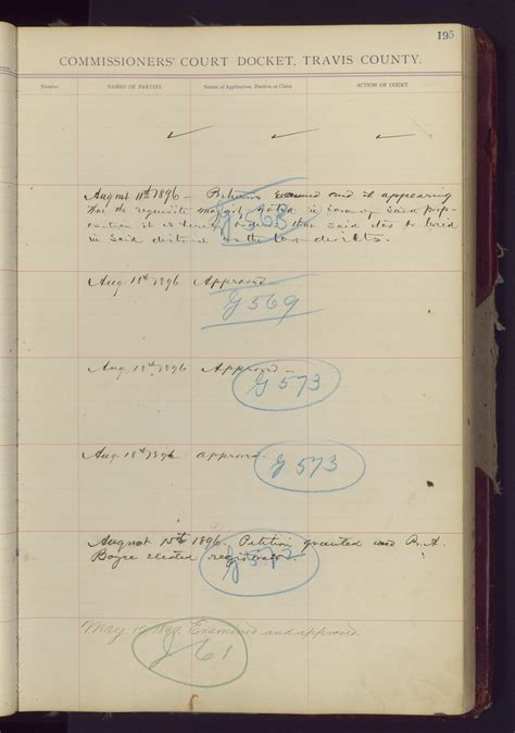 Travis County Clerk Records: Commissioners Court Docket 1 - Page p195