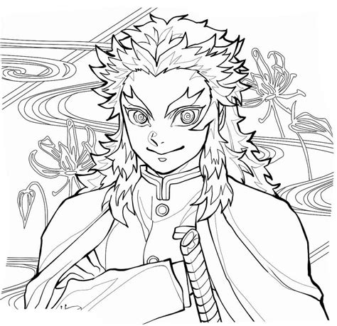 Awesome Kyojuro Rengoku Coloring Page Anime Coloring Pages The Best