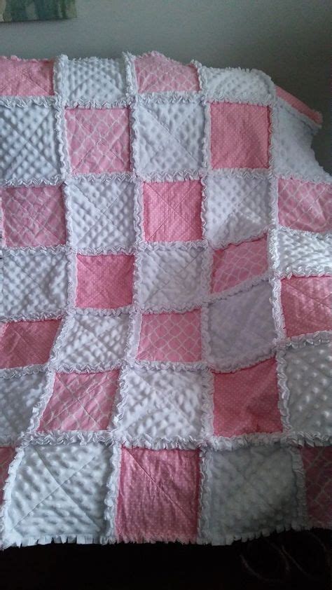 Shabby Chic Baby Rag Quilt 36x46 Crib Quilt Pink And White