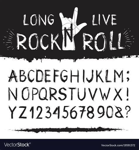 Rocknroll Alphabet Font Royalty Free Vector Image